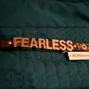 BCBGeneration Gold Letter 'FEARLESS' Leopard Print Women's Bracelet